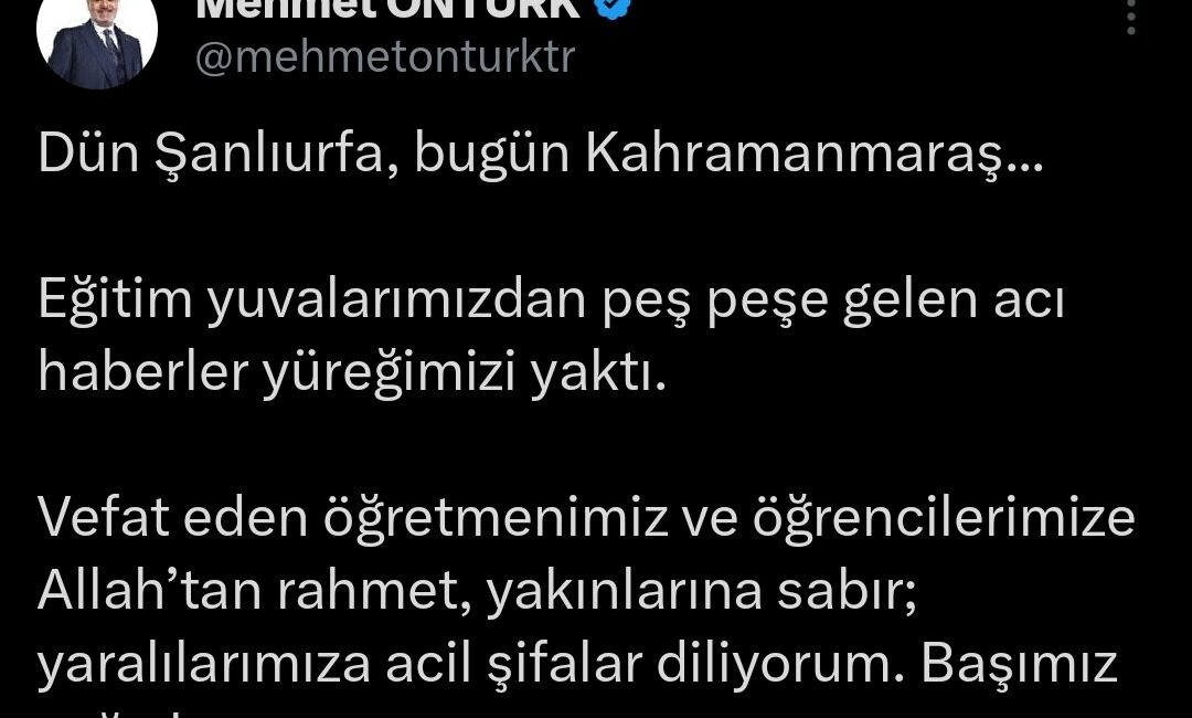 BAŞKAN ÖNTÜRK: YÜREĞİMİZ YANDI Hatay Büyükşehir Belediye Başkanı Mehmet Öntürk, Şanlıurfa ve Kahramanmaraş’ta okullarda
