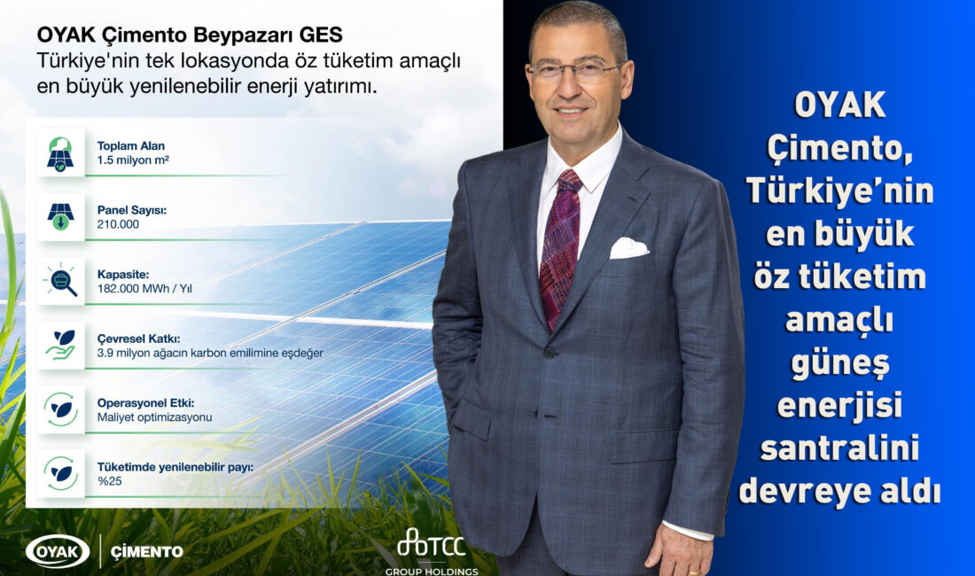 OYAK Çimento, Türkiye’nin en büyük öz tüketim amaçlı güneş enerjisi