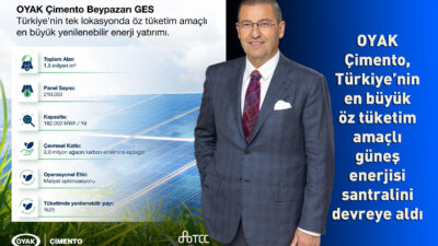 OYAK Çimento, Türkiye’nin en büyük öz tüketim amaçlı güneş enerjisi