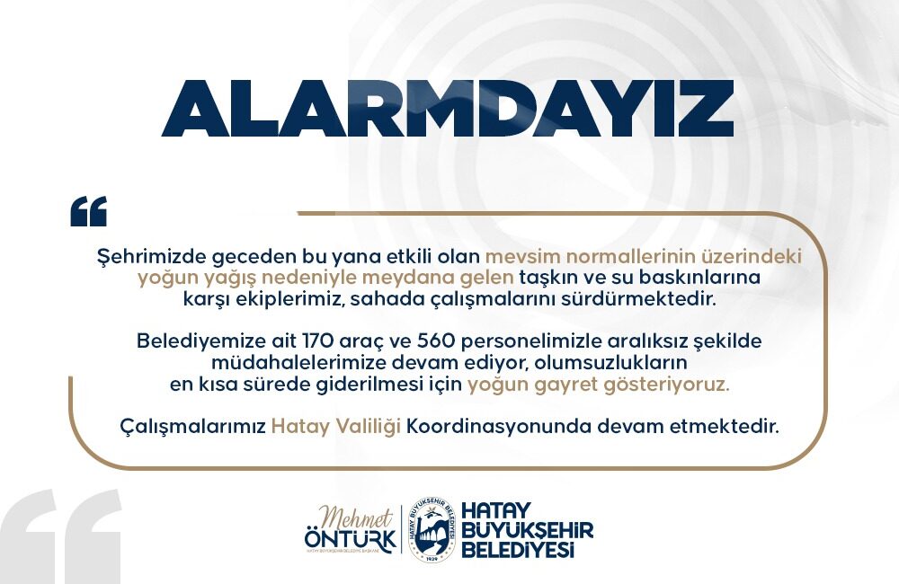 KAMUOYUNA DUYURU: ALARMDAYIZ Şehrimizde geceden bu yana etkili olan mevsim normallerinin üzerindeki yoğun
