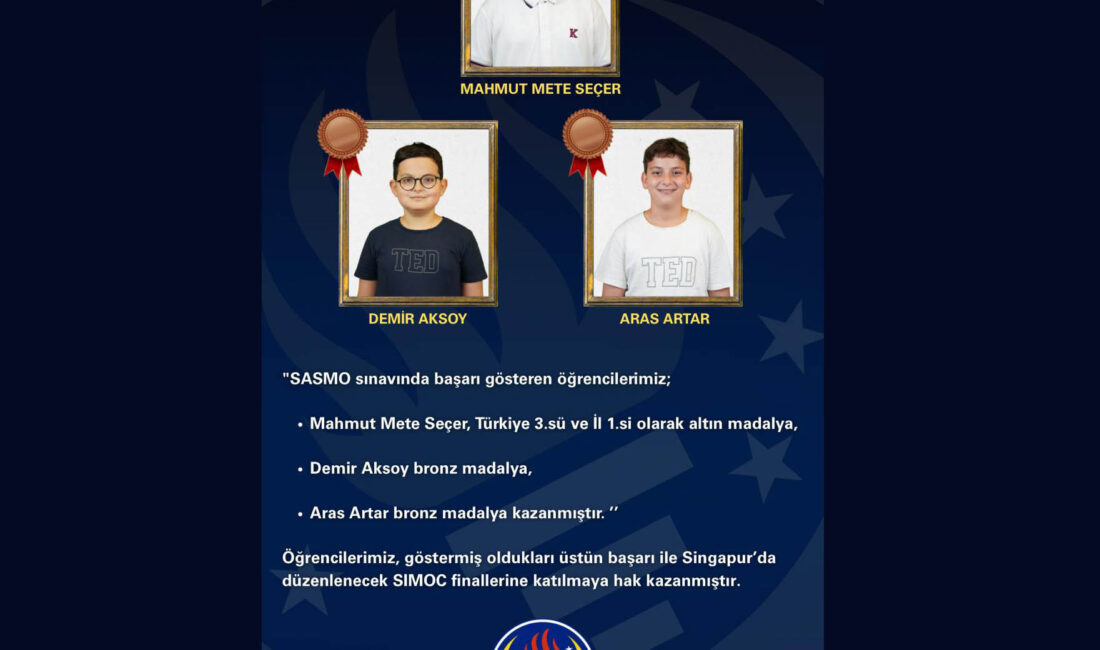 TED İskenderun Koleji’nden Büyük Başarı TED İskenderun Koleji öğrencileri, uluslararası matematik olimpiyatları kapsamında düzenlenen SASMO