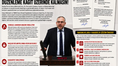 Saadet Partisi Hatay Milletvekili Doç. Dr. Necmettin Çalışkan, Hazine ve