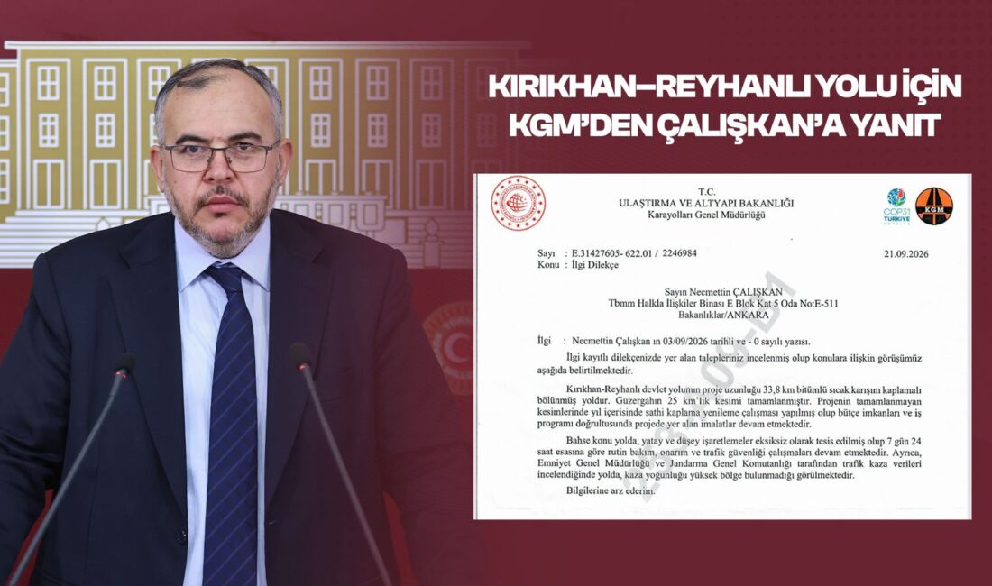 Karayolları Genel Müdürlüğü, Kırıkhan-Reyhanlı devlet yolundaki çalışmaların sürdüğünü açıkladı. Saadet